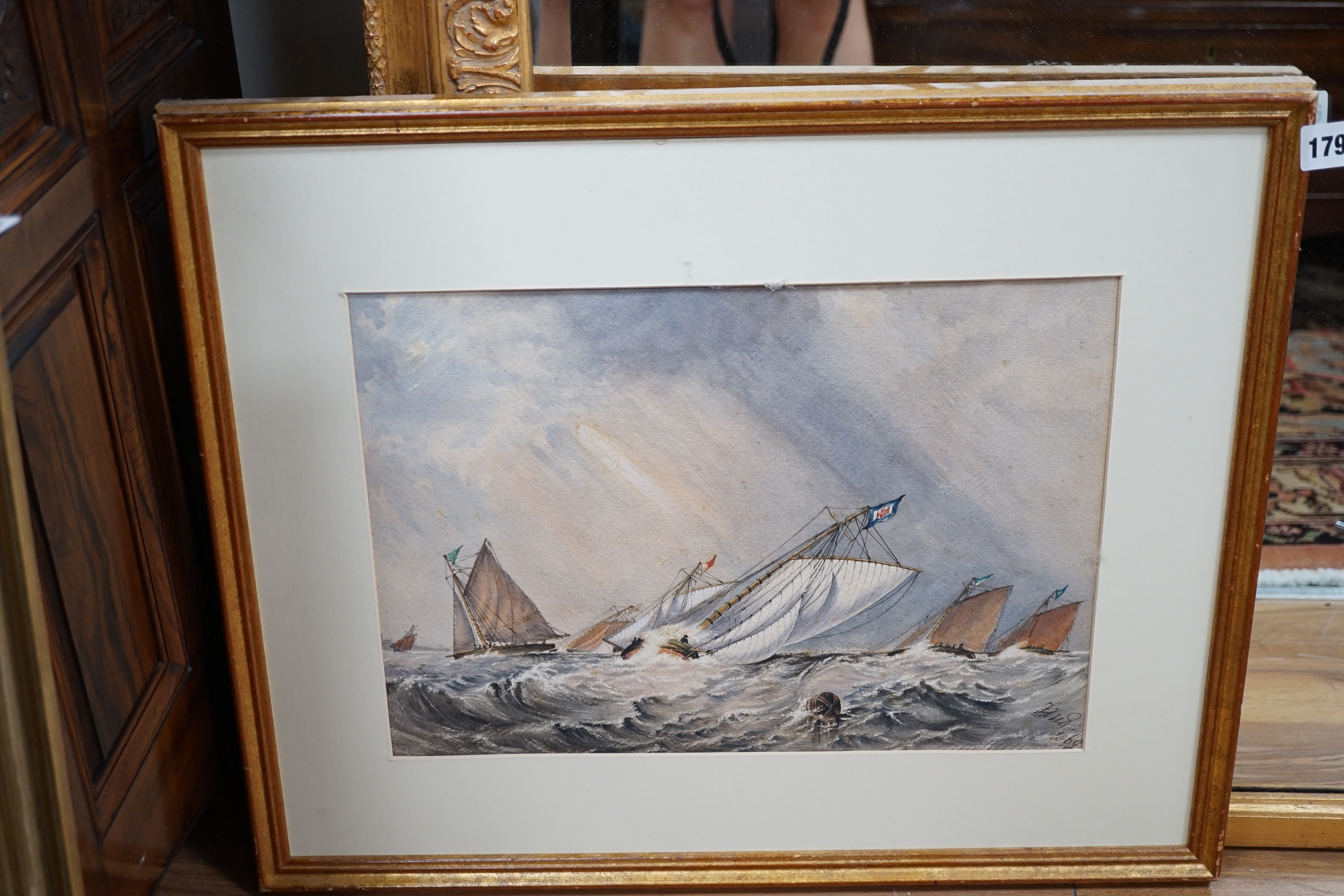 Frederick William Hayes (1848-1918), watercolour, Shipping scene, signed and dated 1869, 28 x 39cm. Condition - fair, foxing